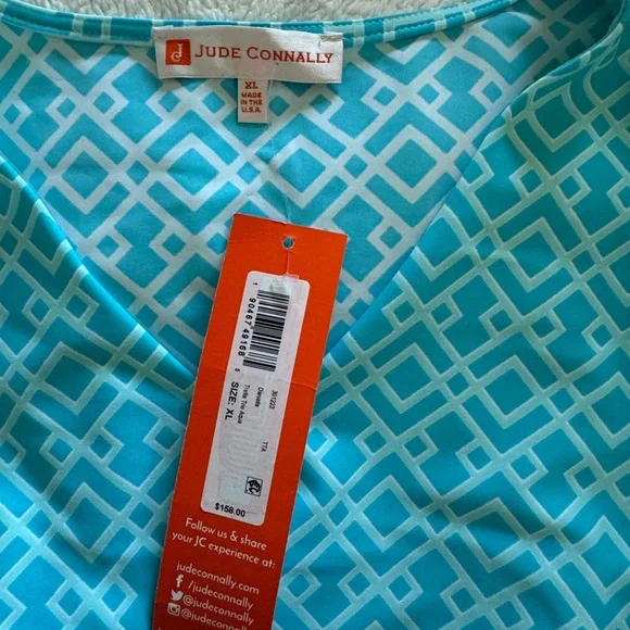 Jude Connally Turquoise Geometric Print Top - Picture 3 of 6